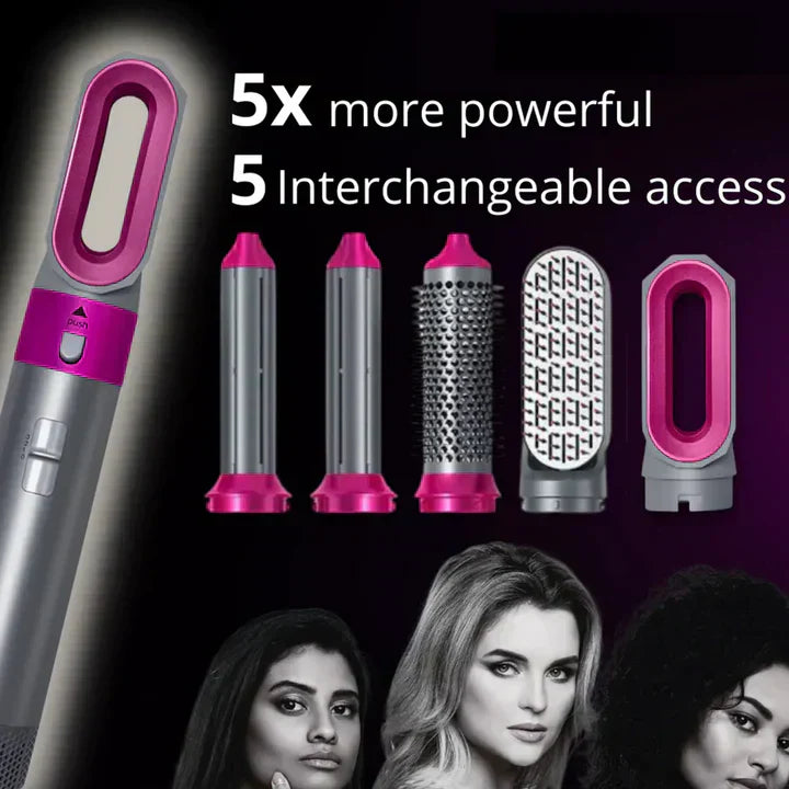 Professional 5-in-1 Hair Styler With Hot Brush & Dryer | All-in-One Solution